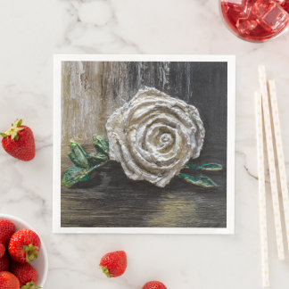 Guardanapo De Papel De Jantar Pintura Acrílica Rosa Branca
