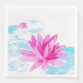 Guardanapo De Papel De Jantar Pintura em Aquarela da Flor de Lótus Rosa