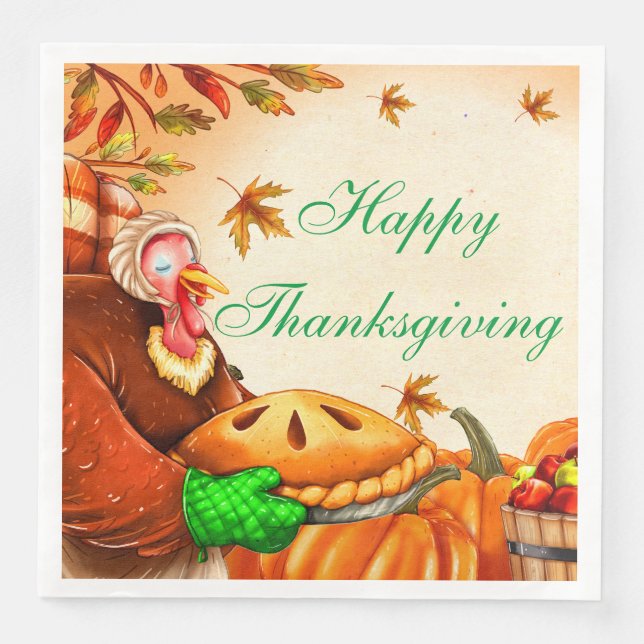 Guardanapo De Papel De Jantar Pizza de Apple de Ação de Graças (Frente)