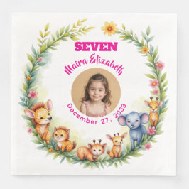 Guardanapo De Papel De Jantar Placa de Foto Safari de Menina Fofa Aniversário In