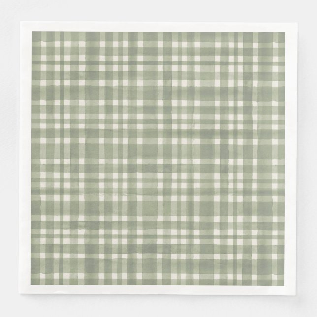 Guardanapo De Papel De Jantar Placa do Partido Gingham, Xadrez Verde (Frente)