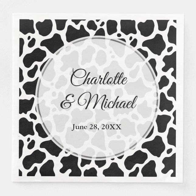 Guardanapo De Papel De Jantar Plano de Fundo do Padrão de Vaca (Frente)