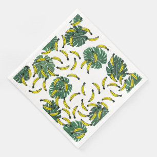 Guardanapo De Papel De Jantar Planta e bananas do queijo suíço da aguarela