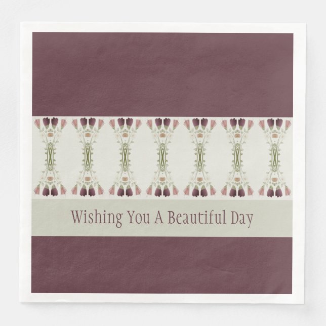 Guardanapo De Papel De Jantar Plum E Cinza Verde (Frente)