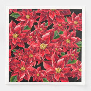 Guardanapo De Papel De Jantar Poinsétia-Comensal do vermelho dos guardanapo de