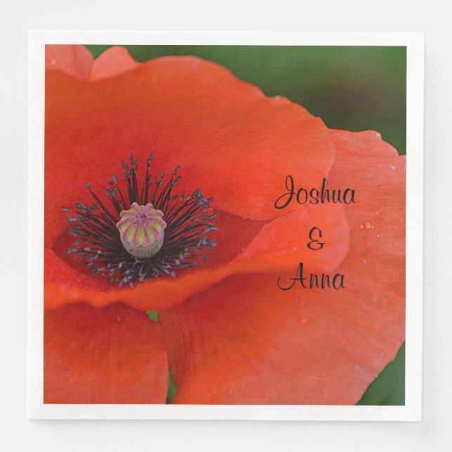 Guardanapo De Papel De Jantar Poppy de Casamento Personalizado (Frente)