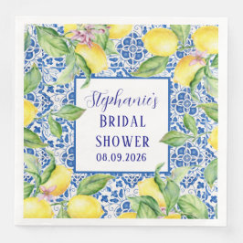 Guardanapo De Papel De Jantar Portuguese Tiles Lemon Mediterranean Bridal shower