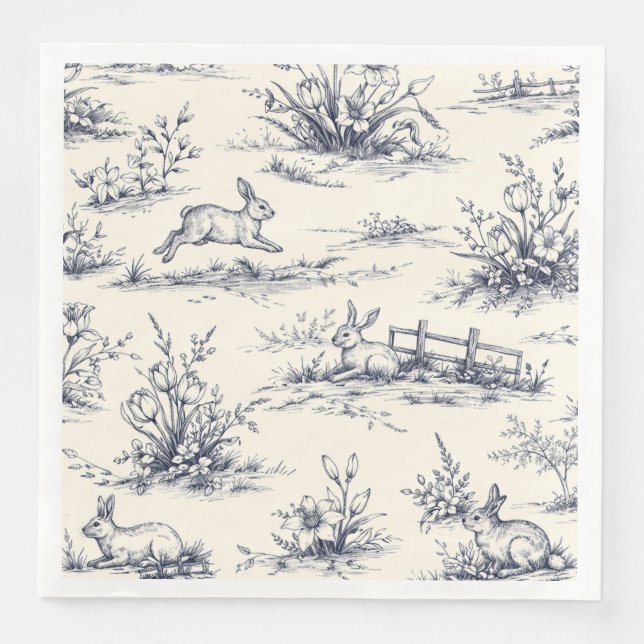 Guardanapo De Papel De Jantar Pratos do Coelho de Páscoa (Frente)