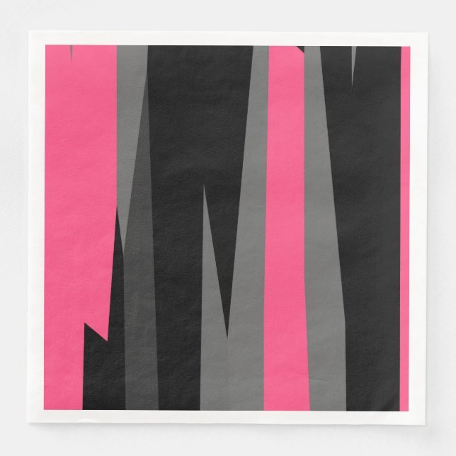 Guardanapo De Papel De Jantar Preto e Cinza rosa (Frente)