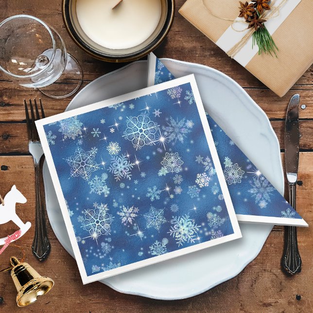Guardanapo De Papel De Jantar Prettiest Snowflakes Standard Blue ID846 (Criador carregado)