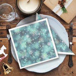 Guardanapo De Papel De Jantar Prettiest Snowflakes, Teal ID846