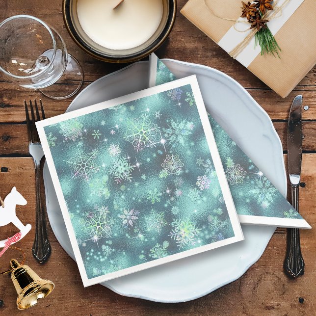 Guardanapo De Papel De Jantar Prettiest Snowflakes, Teal ID846 (Criador carregado)