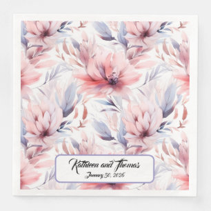 Guardanapo De Papel De Jantar Primavera de Flores de Pastas Rosa-Cor-de-Água Lav