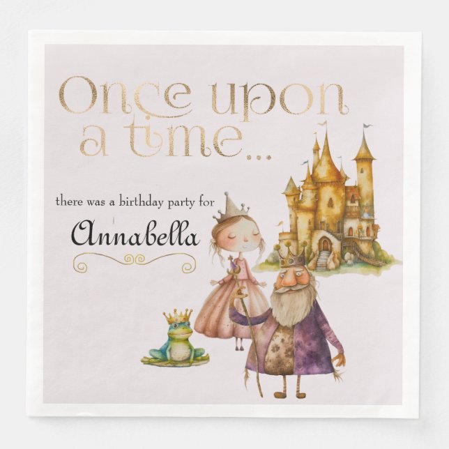 Guardanapo De Papel De Jantar Princesa Leiteira Infantil e Rosa Sapo (Frente)