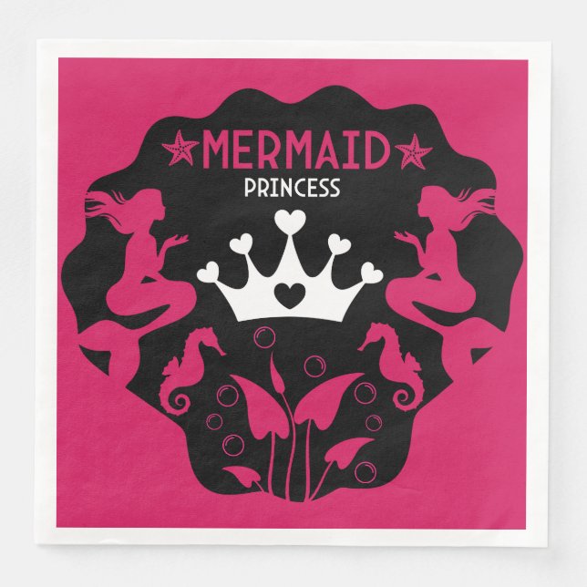 Guardanapo De Papel De Jantar Princesa Sereia Menina (Frente)