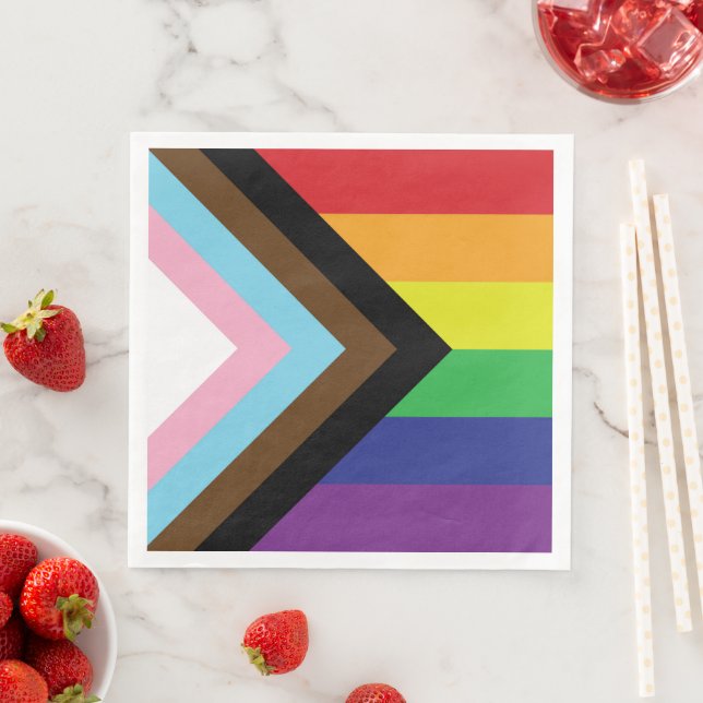 Guardanapo De Papel De Jantar Progressive LGBTQIA Flag (Insitu)