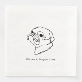 Guardanapo De Papel De Jantar Pug de Arte de Linha Personalizável