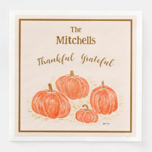 Guardanapo De Papel De Jantar Pumpkin De Aquarela Pintada PERSONALIZE Thankfu