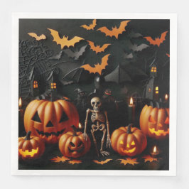 Guardanapo De Papel De Jantar Pumpkins e esqueleto