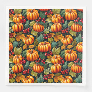 Guardanapo De Papel De Jantar Pumpkins nas Folhas com Berries