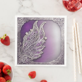 Guardanapo De Papel De Jantar Purple and silver design AI art 