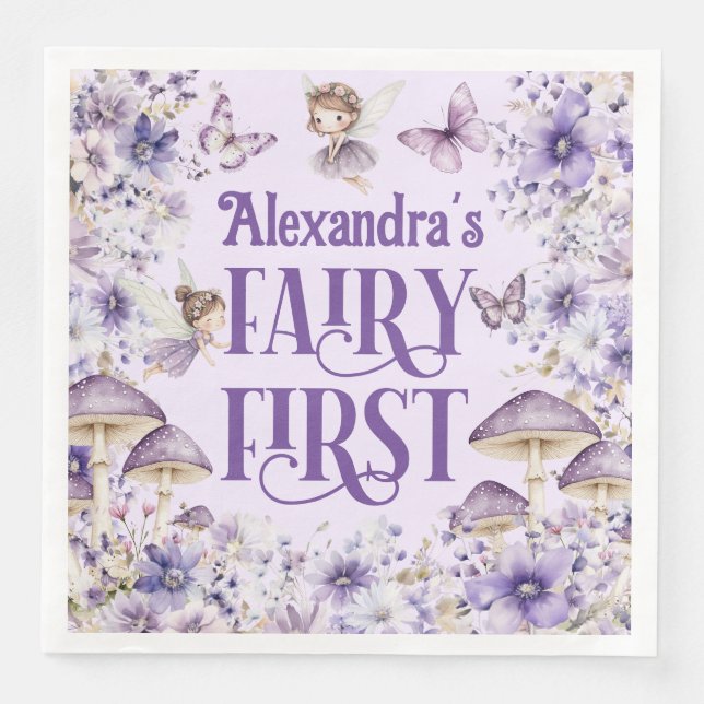 Guardanapo De Papel De Jantar Purple Floral Fairy First (Frente)