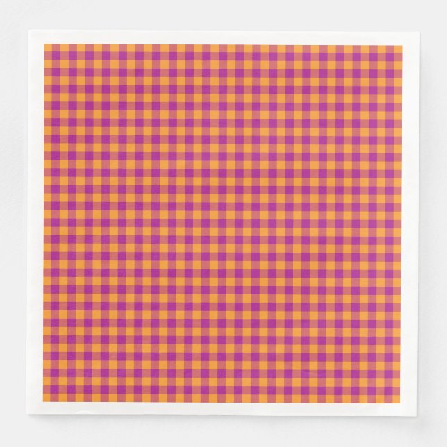 Guardanapo De Papel De Jantar Purple Orange Checkerboard Pattern (Frente)