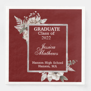 Guardanapo De Papel De Jantar Quadro de Prata Floral Branca na Graduação de Cr