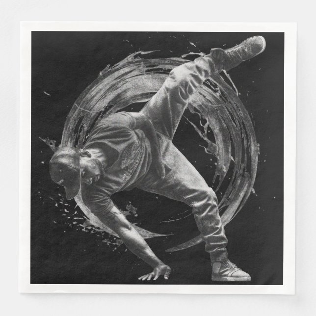 Guardanapo De Papel De Jantar Quebrar Estilo Urbano Movimento Monocromático (Frente)