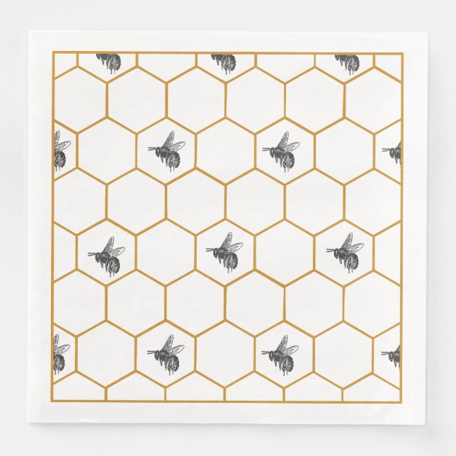 Guardanapo De Papel De Jantar Queen Bee & Honeycomb Napkins (Frente)