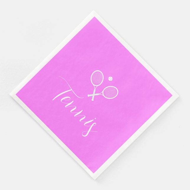 Guardanapo De Papel De Jantar Rackets de tênis e Ball Deep Pink (Canto)