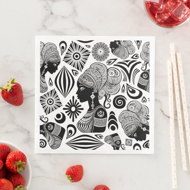 Guardanapo De Papel De Jantar Rapariga africana Retrato Tribal Tatuagem (Insitu)