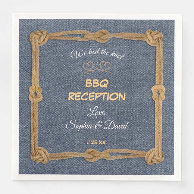 Guardanapo De Papel De Jantar Recepção de Churrasco Nós Amarrámos o Nó Western (Frente)