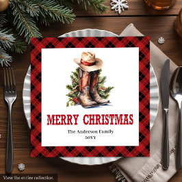 Guardanapo De Papel De Jantar Red black tartan Western Christmas paper napkins