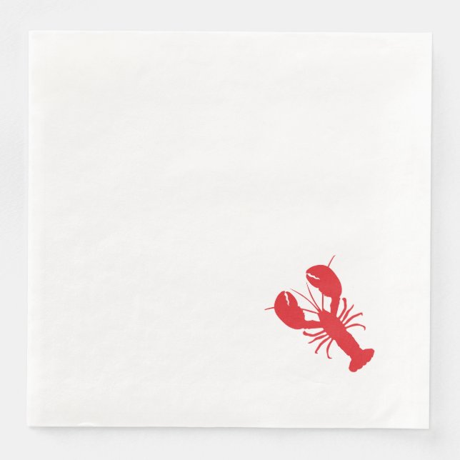 Guardanapo De Papel De Jantar Red Lobster White Preppy Coaster Simples Diversão (Frente)