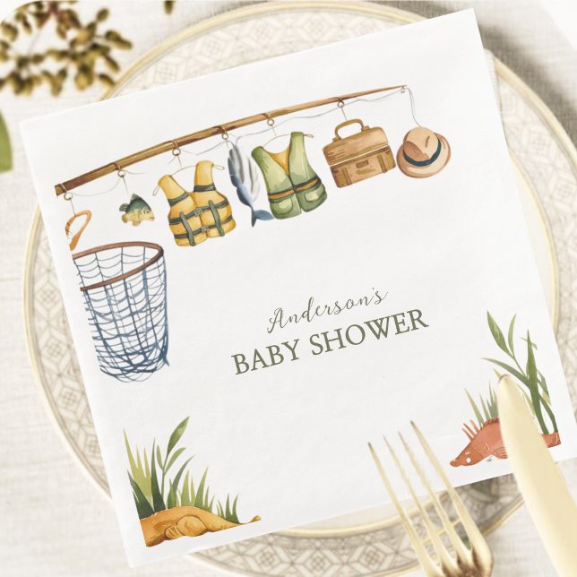 Guardanapo De Papel De Jantar Reel Excited Little Fisherman Theme Baby Shower (Criador carregado)