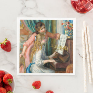 Guardanapo De Papel De Jantar Renoir Duas Meninas ao Piano Impressão Música Arte
