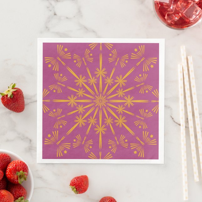 Guardanapo De Papel De Jantar Retro Mandala Boysenberry Paper Napkins (Insitu)