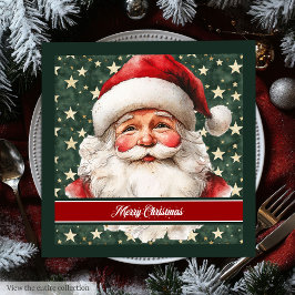 Guardanapo De Papel De Jantar Retro Santa Claus Holiday Watercolor Napkins