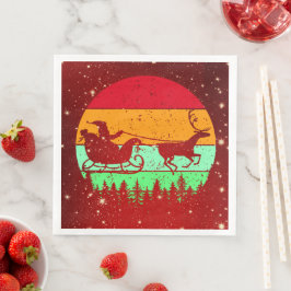Guardanapo De Papel De Jantar Retro Vintage Sunset Papais noeis Sleigh Reindee