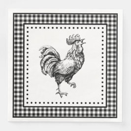 Guardanapo De Papel De Jantar Rooster Gingham