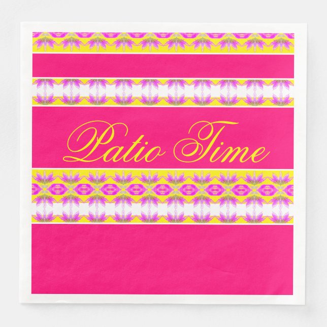 Guardanapo De Papel De Jantar Rosa Brilhante com Amarelo (Frente)