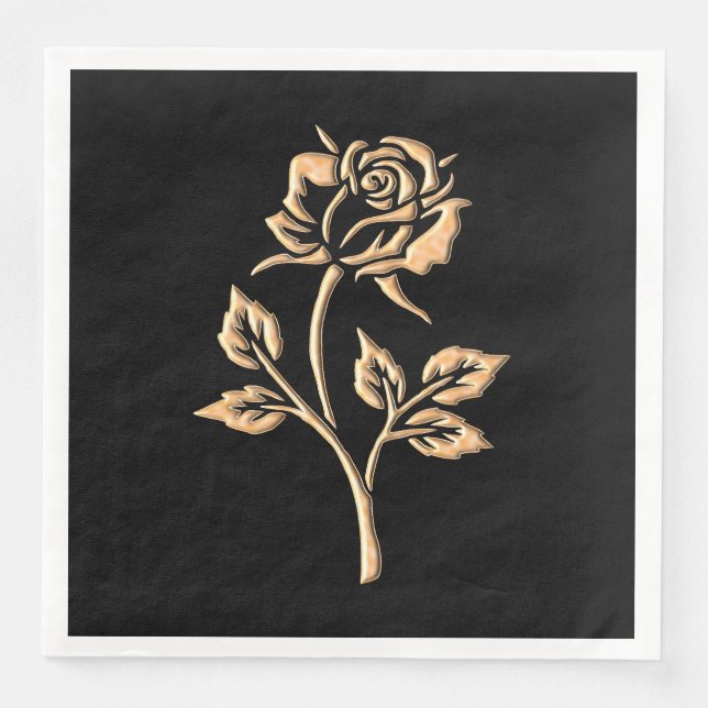 Guardanapo De Papel De Jantar Rosa Dourado simples (Frente)