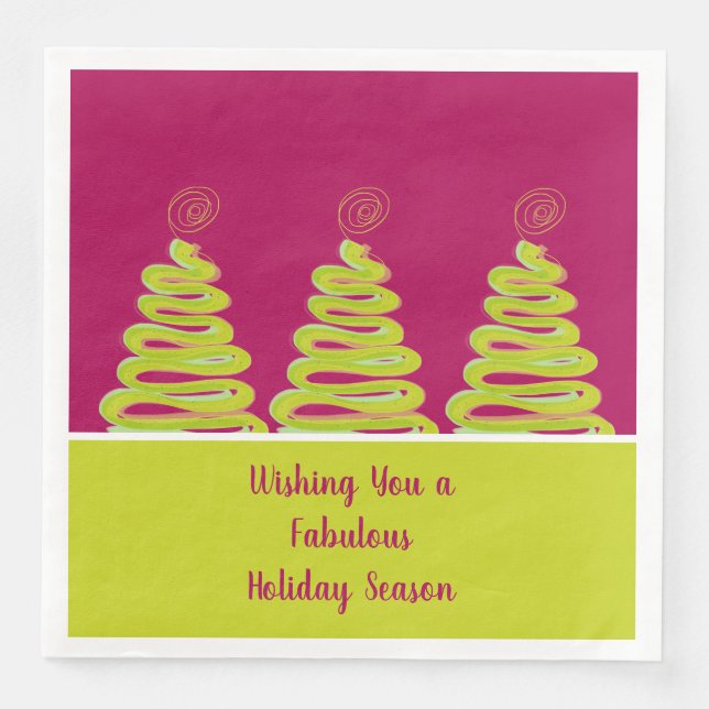 Guardanapo De Papel De Jantar Rosa E Verde limão (Frente)