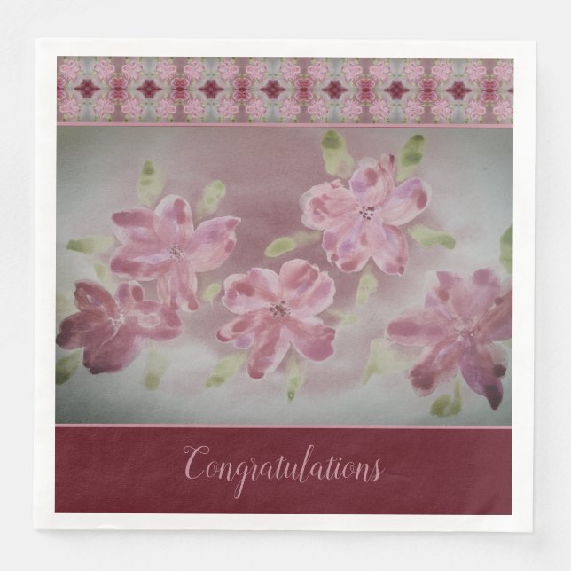 Guardanapo De Papel De Jantar Rosa Elegante Flor (Frente)