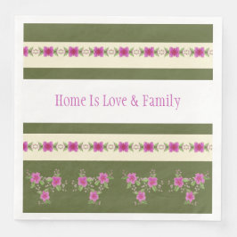 Guardanapo De Papel De Jantar Rosa Escuro Com Verde Azul