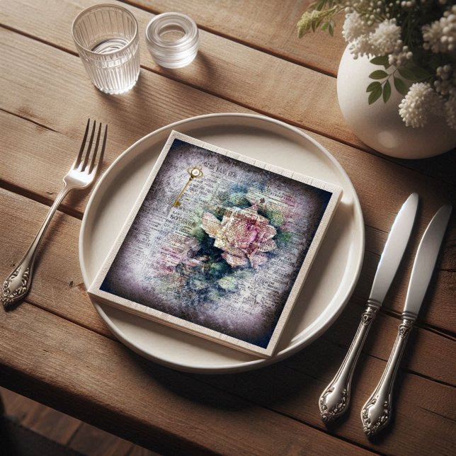 Guardanapo De Papel De Jantar Rosa Floral Amarelo - Decoupage Ephemeral Vitorian (Criador carregado)