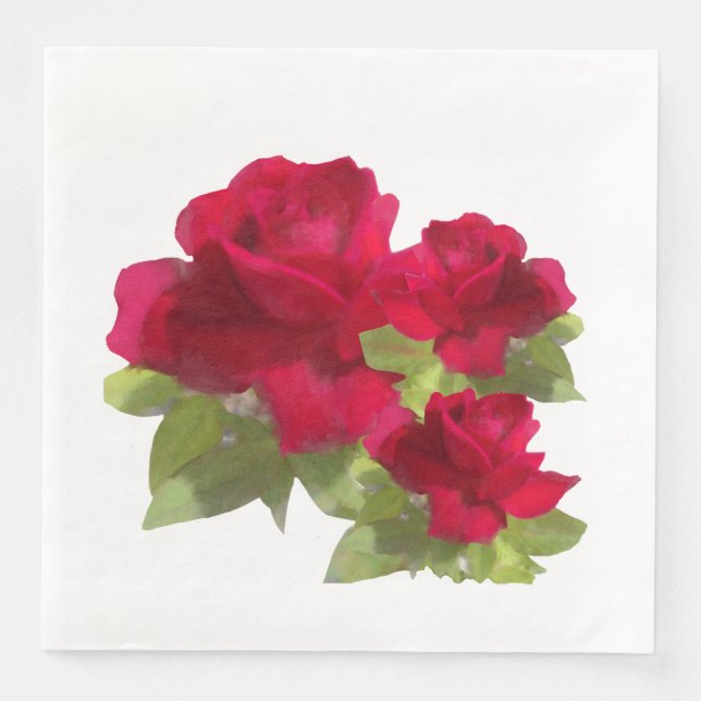 Guardanapo De Papel De Jantar Rosa floral de aquarela Papel Napkin (Frente)