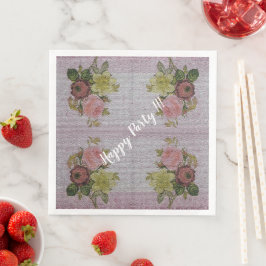 Guardanapo De Papel De Jantar Rosa Floral Vintage Moderna Luxo