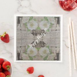 Guardanapo De Papel De Jantar Rosa Floral Vintage Moderna Luxo